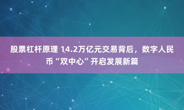 股票杠杆原理 14.2万亿元交易背后，数字人民币“双中心”开启发展新篇